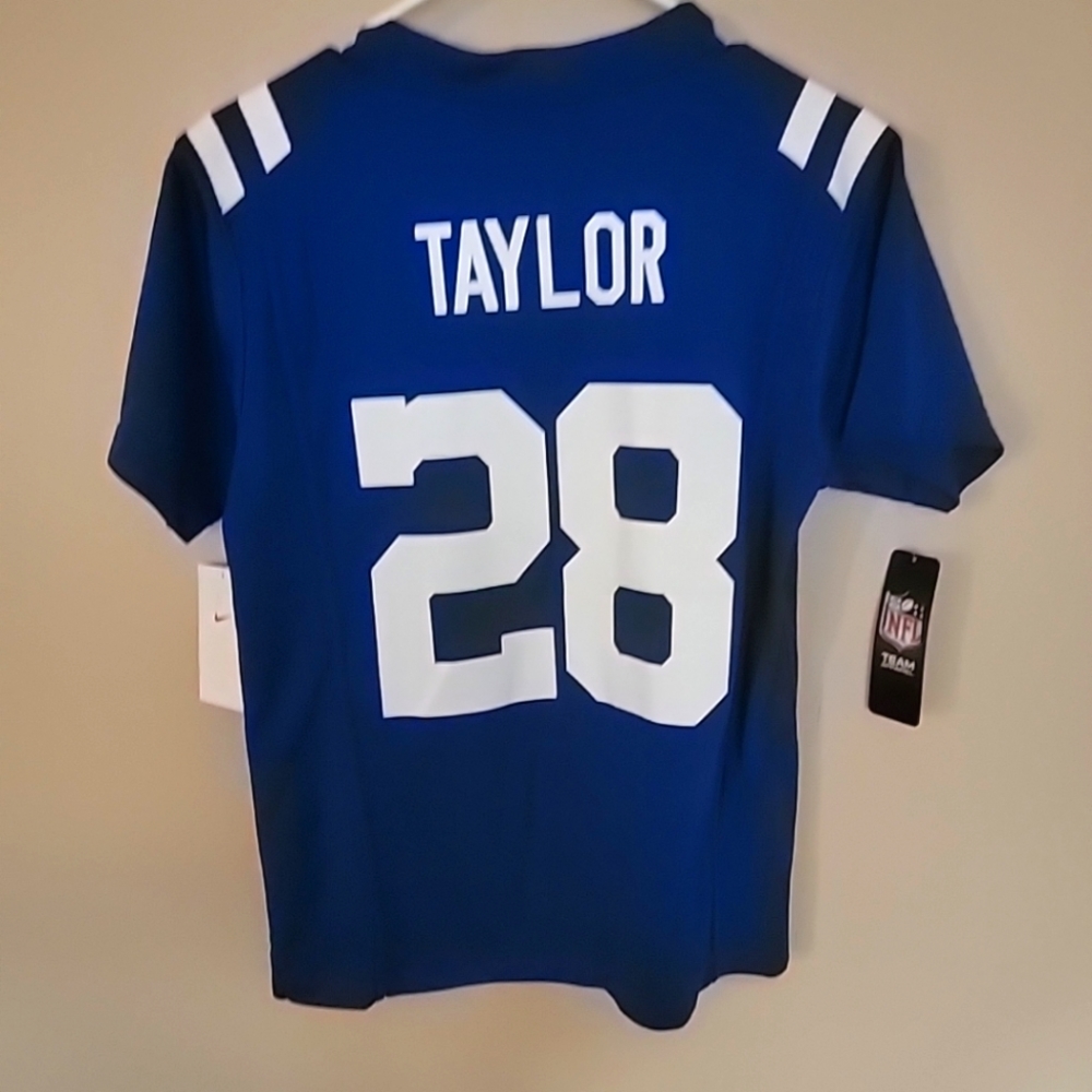#28 Johnathan Taylor Indianapolis Colts Home Blue Nike On-Field Jersey. Youth M
